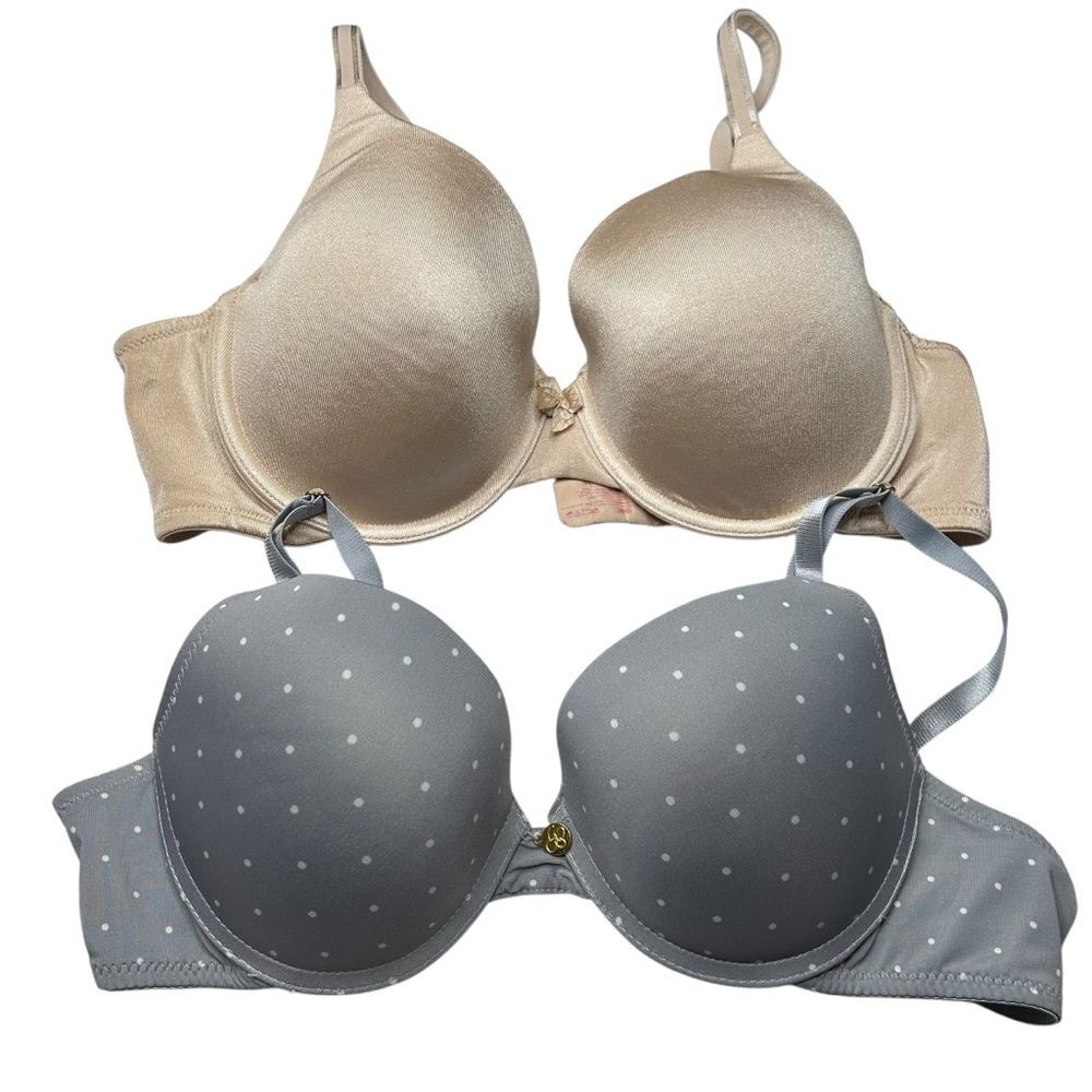 Jessica Simpson Breezies Cream and Gray Bra bundlelot 36B Molded Cups